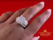 King Of Bling's 0.20ct Real Diamond 925 Silver White Rectangle Cinderella Womens Ring Size 8.5 KING OF BLINGS