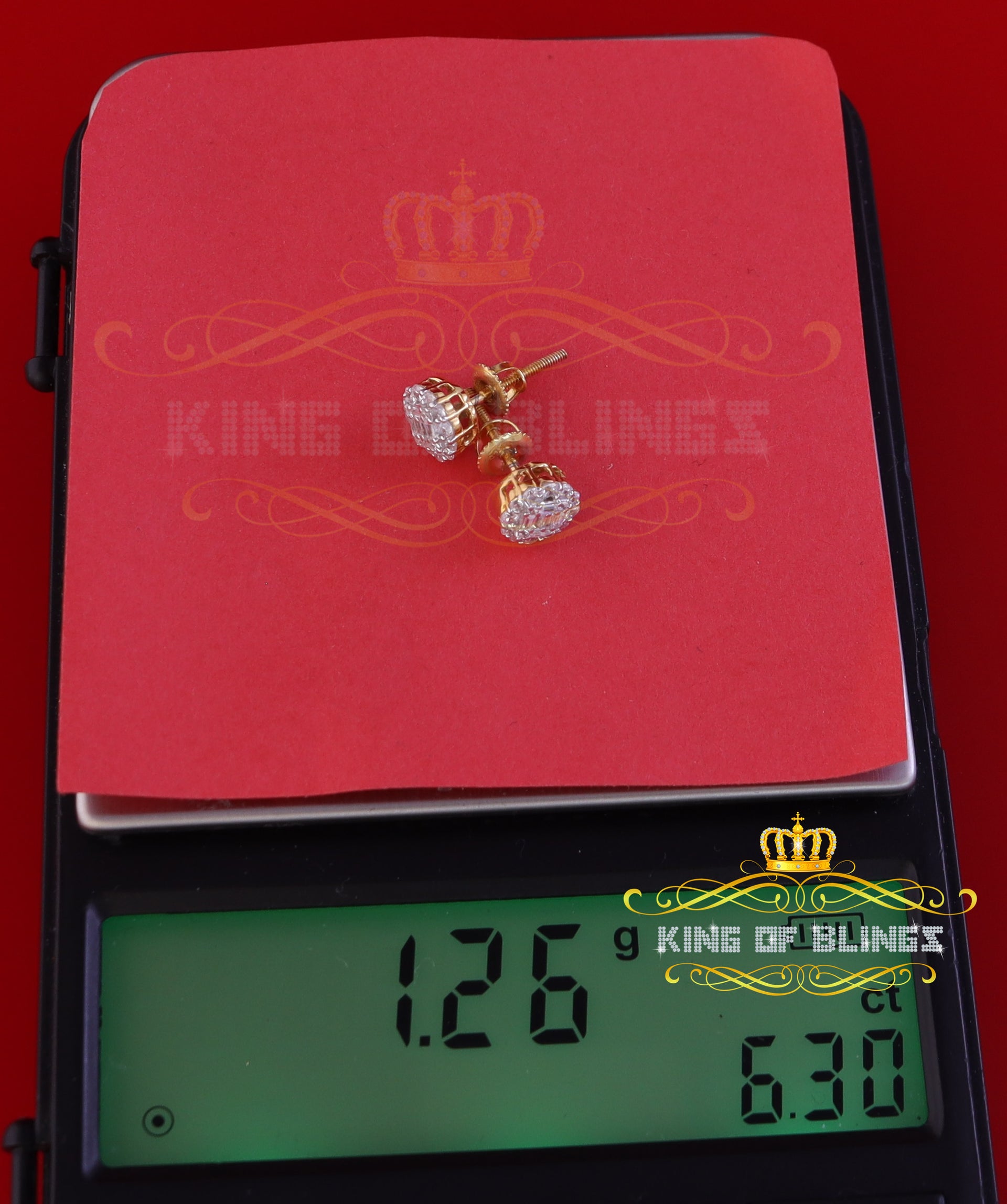 King of Bling's 925 Yellow Sterling Silver 0.74ct Cubic Zirconia Women's Hip Hop Flower Earrings KING OF BLINGS