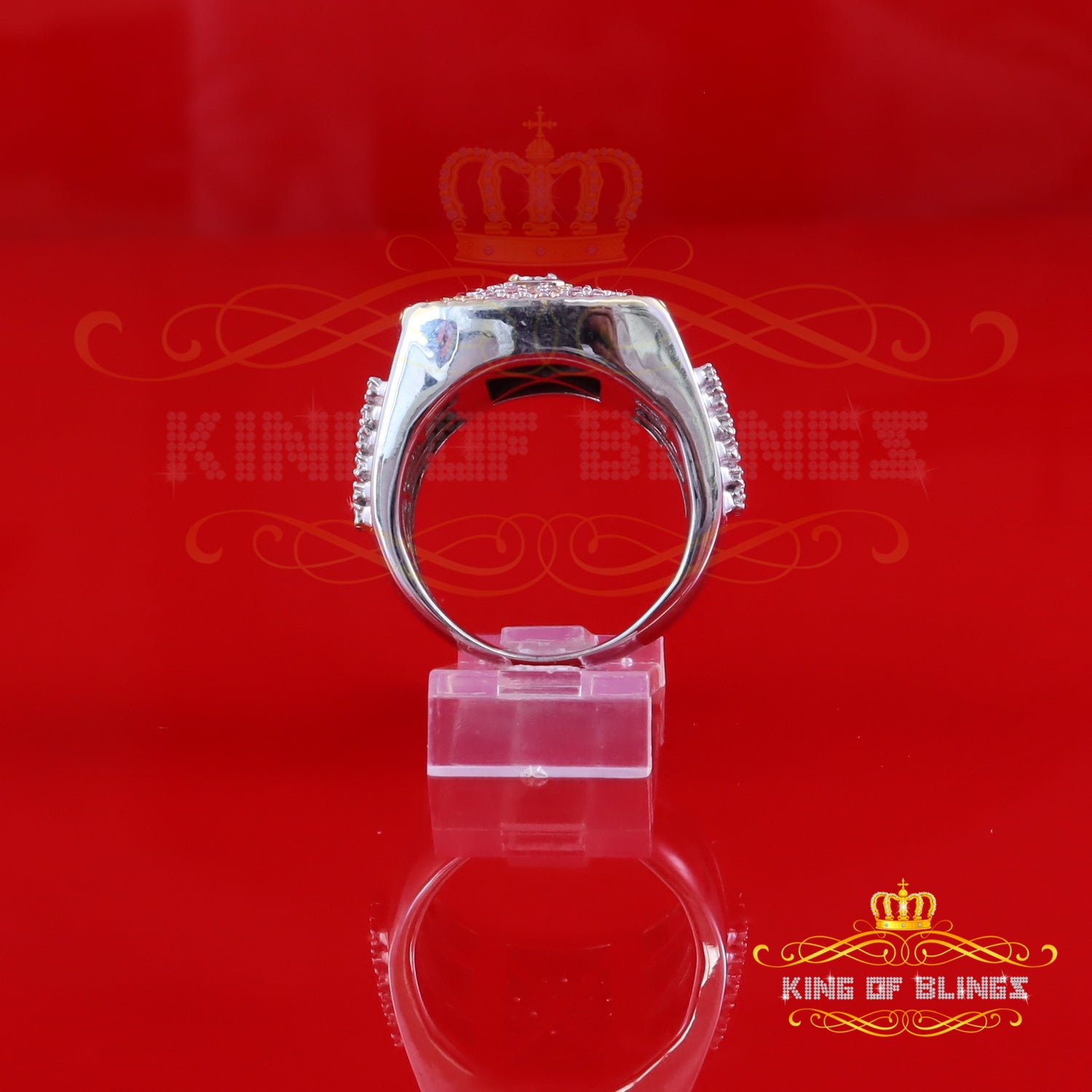 King Of Bling's Real 0.81ct Micro Pave Diamond Big Look 925 White Silver Ring Size 11 for Mens King of Blings