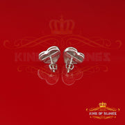 King Of Bling's Aretes Para Hombre Heart 925 White Silver 0.33ct Diamond Women's /Men's Earrings KING OF BLINGS