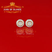 King of Bling's Aretes Para Hombre 925 Yellow Silver 0.5ct Cubic Zirconia Round Women's Earrings KING OF BLINGS