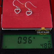 King of Blings- 925 White Silver 0.58ct Cubic Zirconia Cluster Women's Dangling Heart Earrings KING OF BLINGS