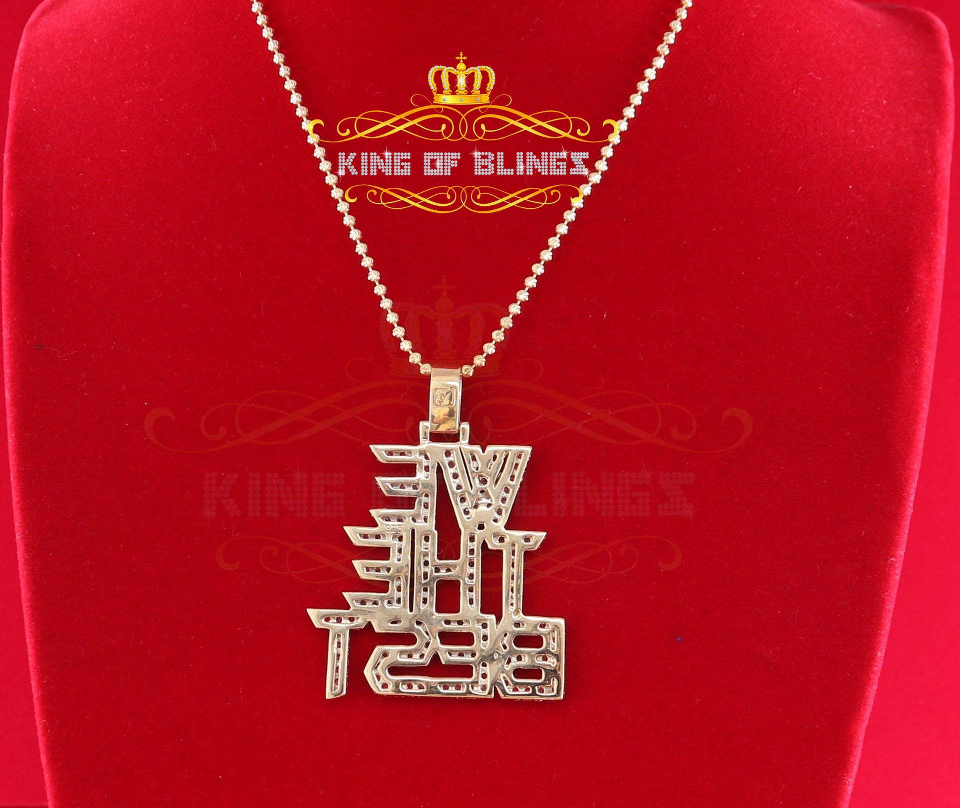 King Of Bling's Yellow 925 Sterling Silver We THE BEST Letter Pendant with 6.61ct Cubic Zirconia KING OF BLINGS