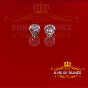 King of Blings- 925 White Silver 4.42ct Cubic Zirconia Women's & Men's Hip Hop Round Earrings KING OF BLINGS