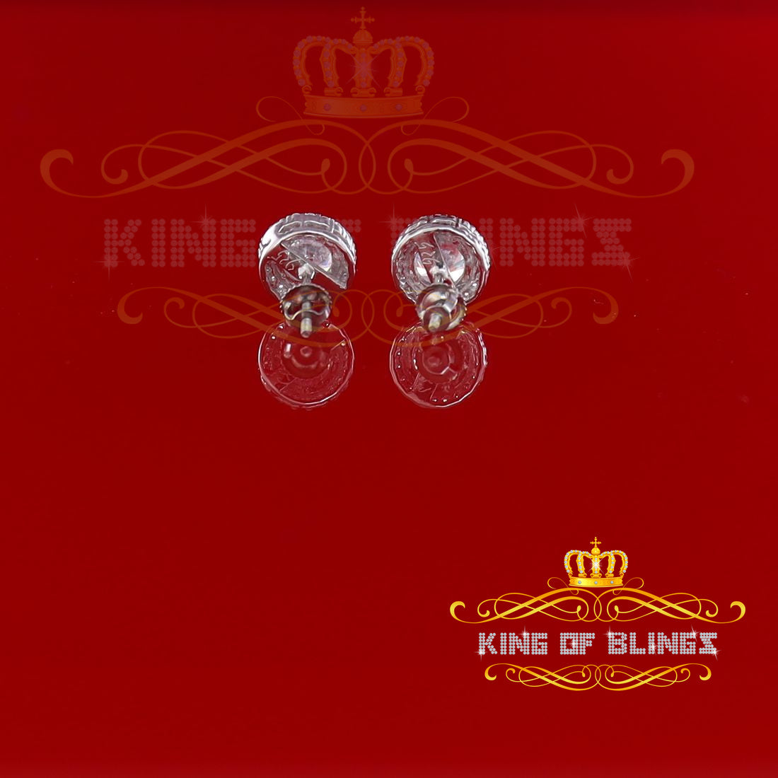 King of Blings- 925 White Silver 4.42ct Cubic Zirconia Women's & Men's Hip Hop Round Earrings KING OF BLINGS