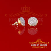 King of Bling's Aretes Para Hombre 925 Yellow Silver 1.48ct Cubic Zirconia Round Women's Earring KING OF BLINGS