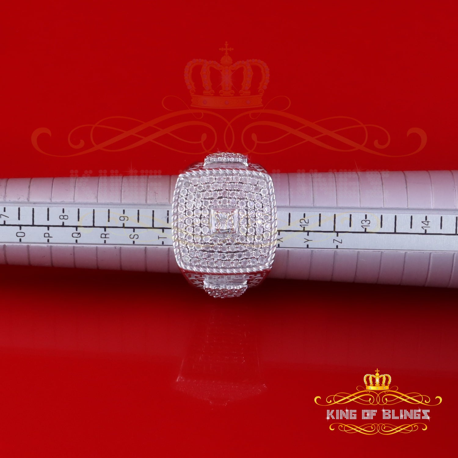 King Of Bling's Real 0.81ct Micro Pave Diamond Big Look 925 White Silver Ring Size 11 for Mens King of Blings