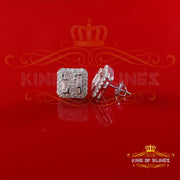King of Bling's New Men's White 925 Silver 1.66ct VVS D Moissanite Square Stud Womens Earring KING OF BLINGS