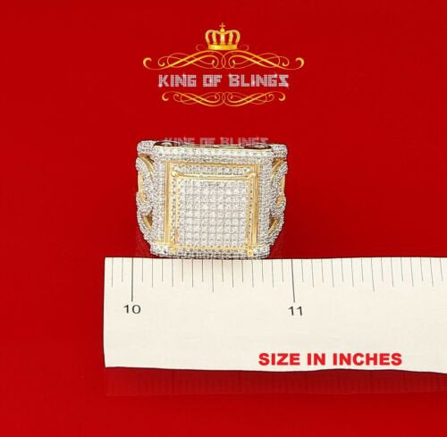 King Of Bling's 925 Sterling Yellow Silver Square 3.55ct Cubic Zirconia Womens Ring Size 10 KING OF BLINGS