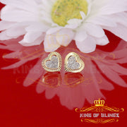 King of Blings-Aretes Para Hombre Heart Yellow Silver 0.25ct Diamond Women's /Men's Earrings KING OF BLINGS