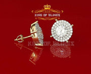King of Bling's 925 Yellow Sterling Silver 1.07ct Cubic Zirconia Women's Hip Hop Rounds Earrings KING OF BLINGS