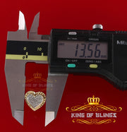 King of Blings-925 Yellow Silver 0.50ct Genuine Diamond Women's /Men's Heart Style Earrings KING OF BLINGS