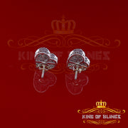 King of Blings- 925 White Sterling Silver 1.48ct Cubic Zirconia Men's & Women's Heart Earrings KING OF BLINGS