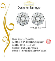 King of Bling's 925 Yellow Sterling Silver 1.18ct Cubic Zirconia Women's Hip Hop Flower Earrings KING OF BLINGS