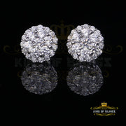 King of Blings- Aretes Para Hombre 925 White Silver 2.45ct Cubic Zirconia Round Women's Earring KING OF BLINGS