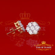 King of Bling's 925 Silver Yellow 1.56ct Cubic Zirconia Hip Hop Floral Women's & Men's Earrings KING OF BLINGS