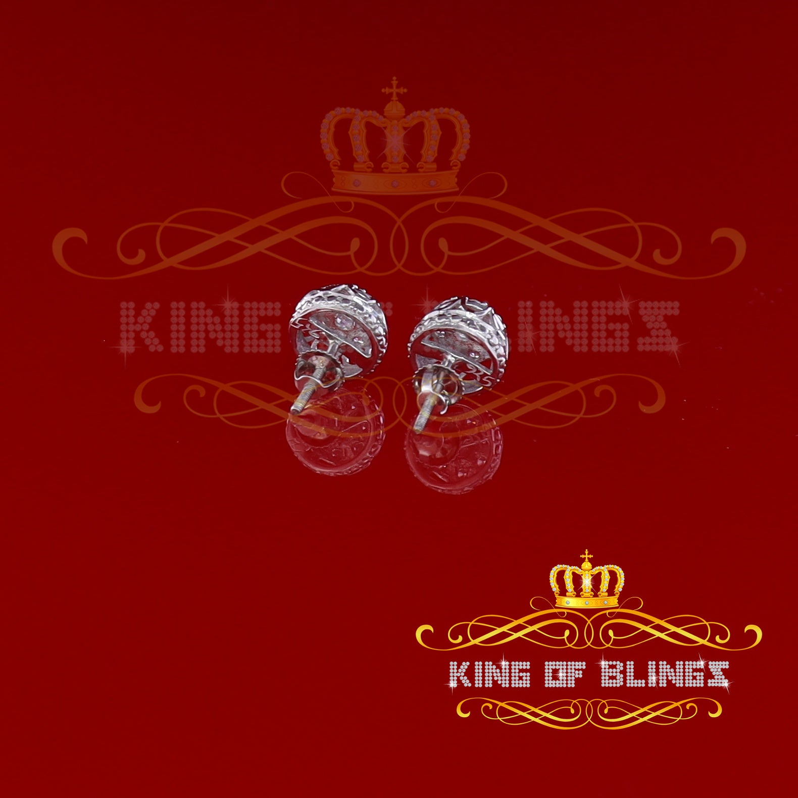 King of Blings- 1.14ct Cubic Zirconia 925 White Silver Women's & Men's Hip Hop Flower Earrings KING OF BLINGS