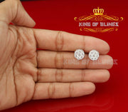 King of Blings- 2.76 ct Cubic Zirconia 925 White Silver Women's & Men's Hip Hop Round Earrings KING OF BLINGS