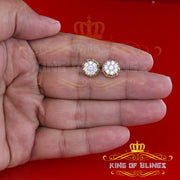 King of Bling's 2.02ct Cubic Zirconia 925 Yellow Silver Women's & Men's Hip Hop Flower Earrings KING OF BLINGS