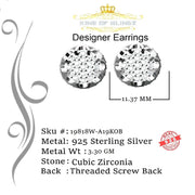 King of Blings- 925 White Silver 1.13ct Cubic Zirconia Women's & Men's Hip Hop Flower Earrings KING OF BLINGS