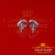 King Of Bling's Aretes Para Hombre Heart 925 White Silver 0.25ct Diamond Ladies Style Earrings KING OF BLINGS
