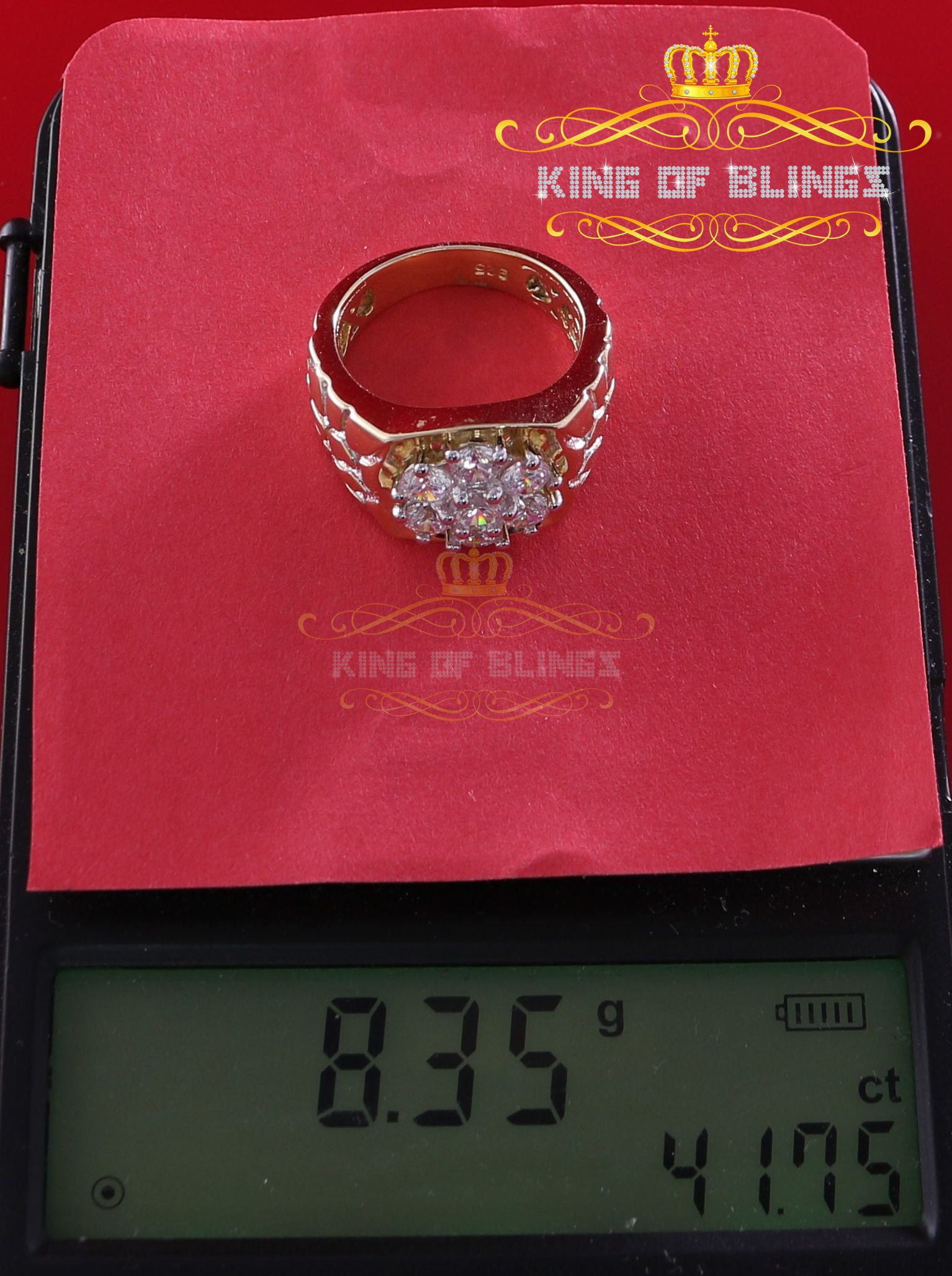 King Of Bling's 925 Yellow Sterling Silver 2.34ct Cubic Zirconia Promise Flower Ring Size 7 KING OF BLINGS