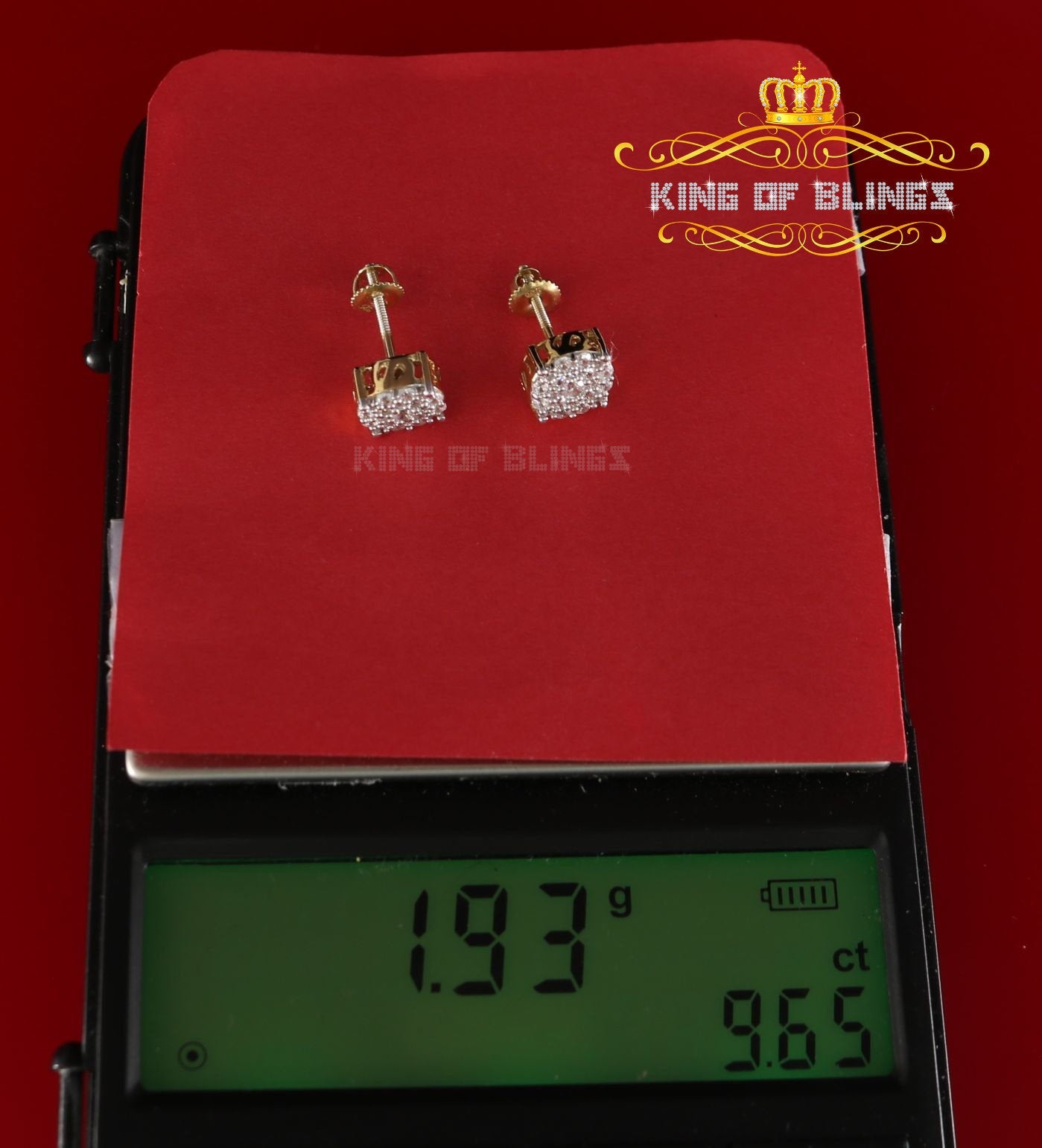 King of Bling's Aretes Para Hombre 925 Yellow Silver 0.66ct Cubic Zirconia Round Women's Earring KING OF BLINGS