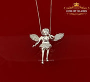 King Of Bling's Beautiful Angel White Sterling Silver Pendant with 1.38ct Cubic Zirconia Stone KING OF BLINGS