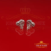 King Of Bling's Aretes Para Hombre 925 White Silver 0.50ct Diamond Women's /Men's Heart Earring KING OF BLINGS