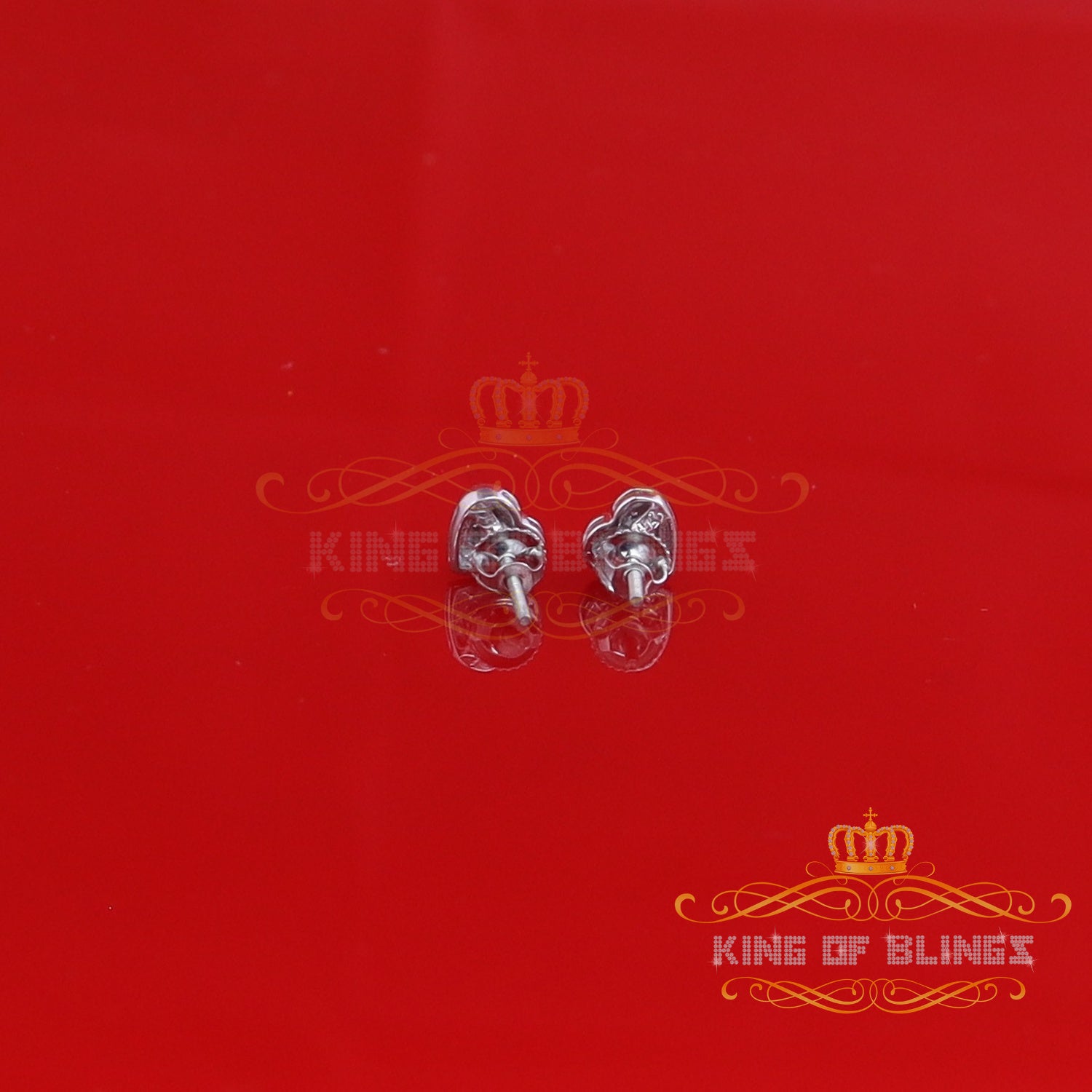 King Of Bling's Aretes Para Hombre Heart 925 White Silver 0.05ct Diamond Women's /Men's Earring KING OF BLINGS