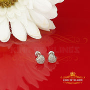 King Of Bling's Aretes Para Hombre Heart 925 White Silver 0.08ct Diamond Women's /Men's Earring KING OF BLINGS