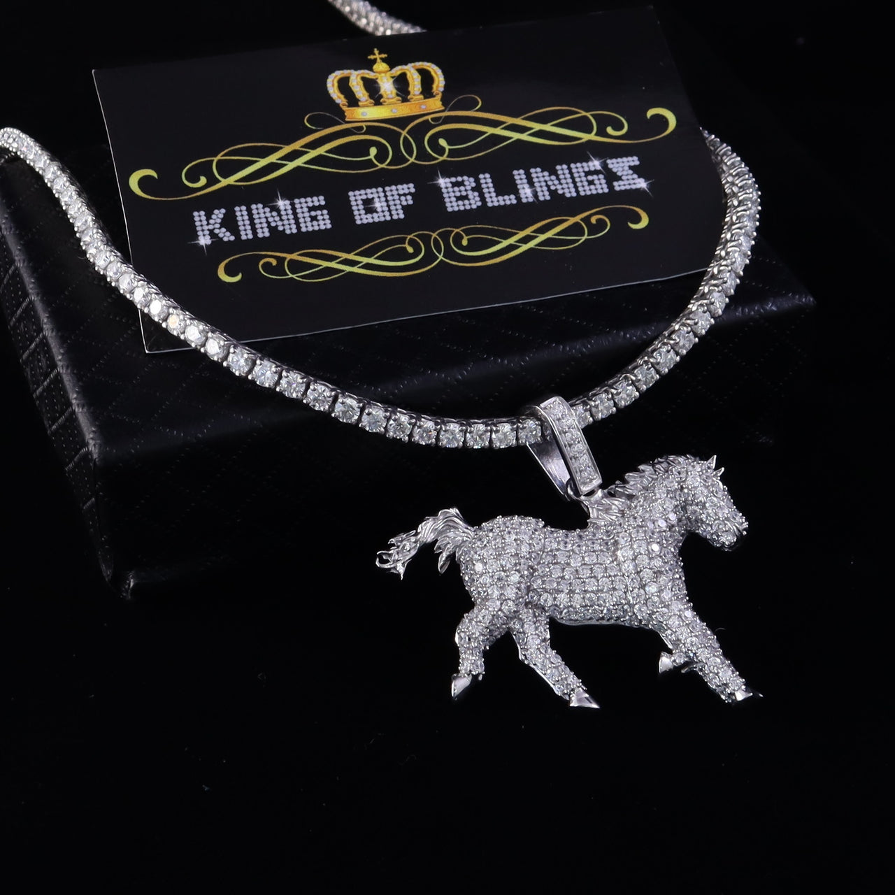 White Special 925 Sterling Silver Horse Shape Pendant with 8.30ct Cubic Zirconia KING OF BLINGS