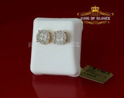 King of Bling's Aretes Para Hombre 925 Yellow Silver 1.68ct Cubic Zirconia Round Women's Earring KING OF BLINGS