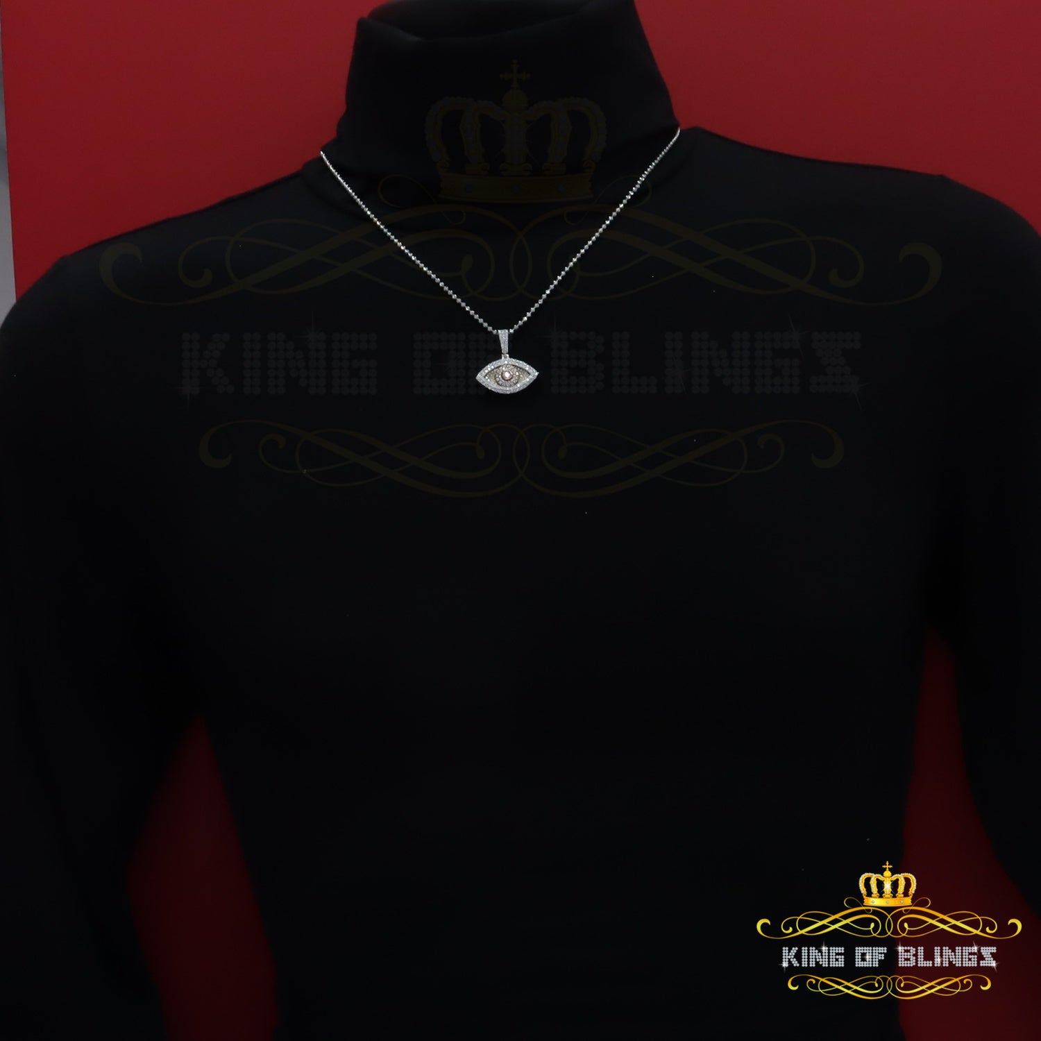 King Of Bling's 2.0ct VVS D Moissanite White Sterling Silver Charm Evil Pendant Men's & Women's KING OF BLINGS