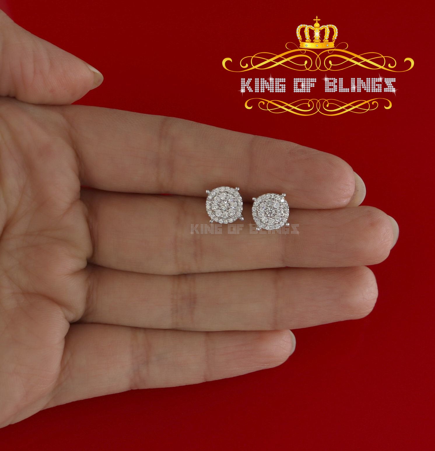 King of Bling's 925 Yellow Sterling Silver 0.86ct Cubic Zirconia Round Women's Hip Hop Earrings KING OF BLINGS