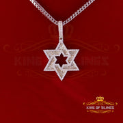 King Of Bling's 925 Silver Baggutte White Star of David Moissanite Pendant Mens 3.00ct VVS 'D KING OF BLINGS