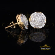 King of Bling's Aretes Para Hombre 925 Yellow Silver 0.96ct Cubic Zirconia Round Ladies Earrings KING OF BLINGS