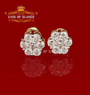 King of Bling's 925 Yellow Silver Sterling 2.06ct Cubic Zirconia Hip Hop Floral Women's Earrings KING OF BLINGS