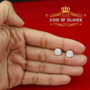 King of Bling's 1.72ct Cubic Zirconia 925 Yellow Silver Women's & Men's Hip Hop Round Earrings KING OF BLINGS