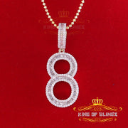 Yellow Sterling Silver Baguette Numeric Number '8' Pendant 5.32ct Cubic Zirconia KING OF BLINGS