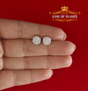 King of Bling's Aretes Para Hombre 925 Yellow Silver 0.66ct Cubic Zirconia Round Women's Earring KING OF BLINGS