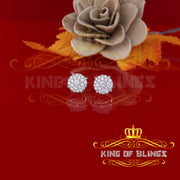 King of Bling's Aretes Para Hombre 925 Yellow Silver 1.20ct Cubic Zirconia Round Women's Earrings KING OF BLINGS