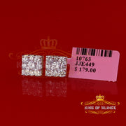 King of Bling's 925 Yellow 1.46ct Sterling Silver Cubic Zirconia Women's & Men's Square Earrings KING OF BLINGS
