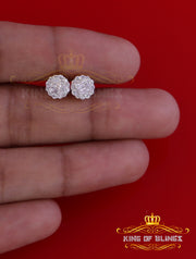 King of Bling's 925 Yellow Sterling Silver 0.74ct Cubic Zirconia Women's Hip Hop Flower Earrings KING OF BLINGS