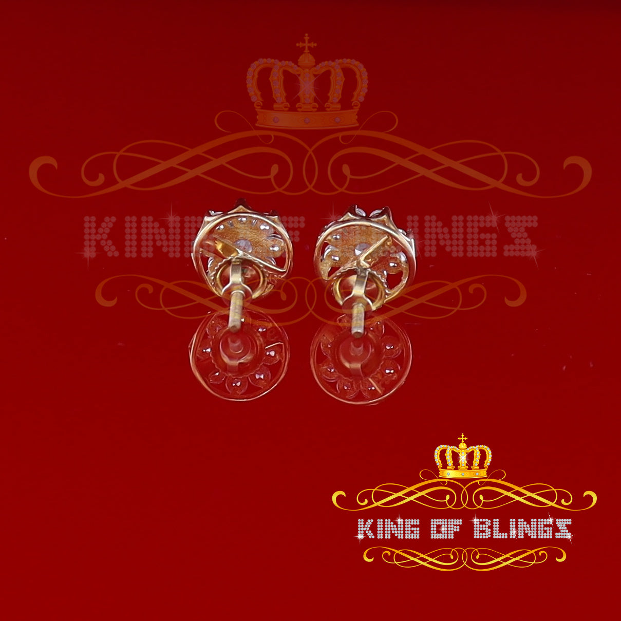 King of Bling's 925 Yellow Silver 1.34ct Cubic Zirconia Hip Hop Floral Women's & Men's Earrings KING OF BLINGS