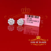 King of Blings- White 925 Silver 2.1ct Cubic Zirconia Women's & Men's Hip Hop Floral Earrings KING OF BLINGS