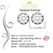 King of Blings- 2.02ct Cubic Zirconia 925 White Sterling Silver Women's Hip Hop Flower Earrings KING OF BLINGS
