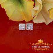King of Bling's 925 Starling Yellow Silver 0.74ct Cubic Zirconia Square Women's & Men's Earrings KING OF BLINGS