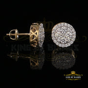 King of Bling's 925 Yellow Silver 1.77ct Cubic Zirconia Women's & Men's Hip Hop Round Earrings KING OF BLINGS