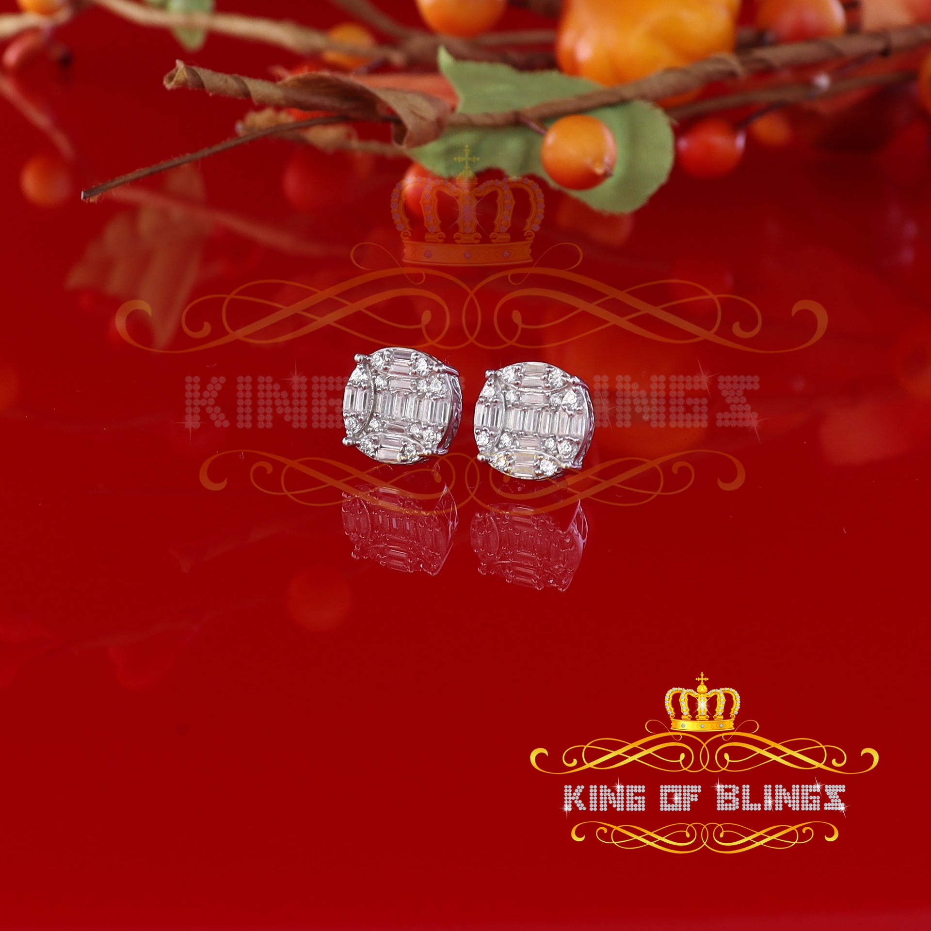 King of Blings- 925 Silver Real 1.02ct Cubic Zirconia Round White Earrings For Men's & Women's KING OF BLINGS